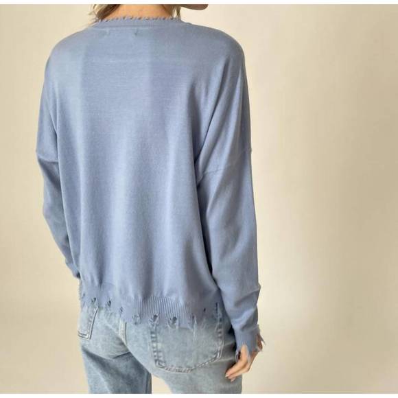 NEW SIX/FIFTY fringed sweater in blue - Picture 4 of 4